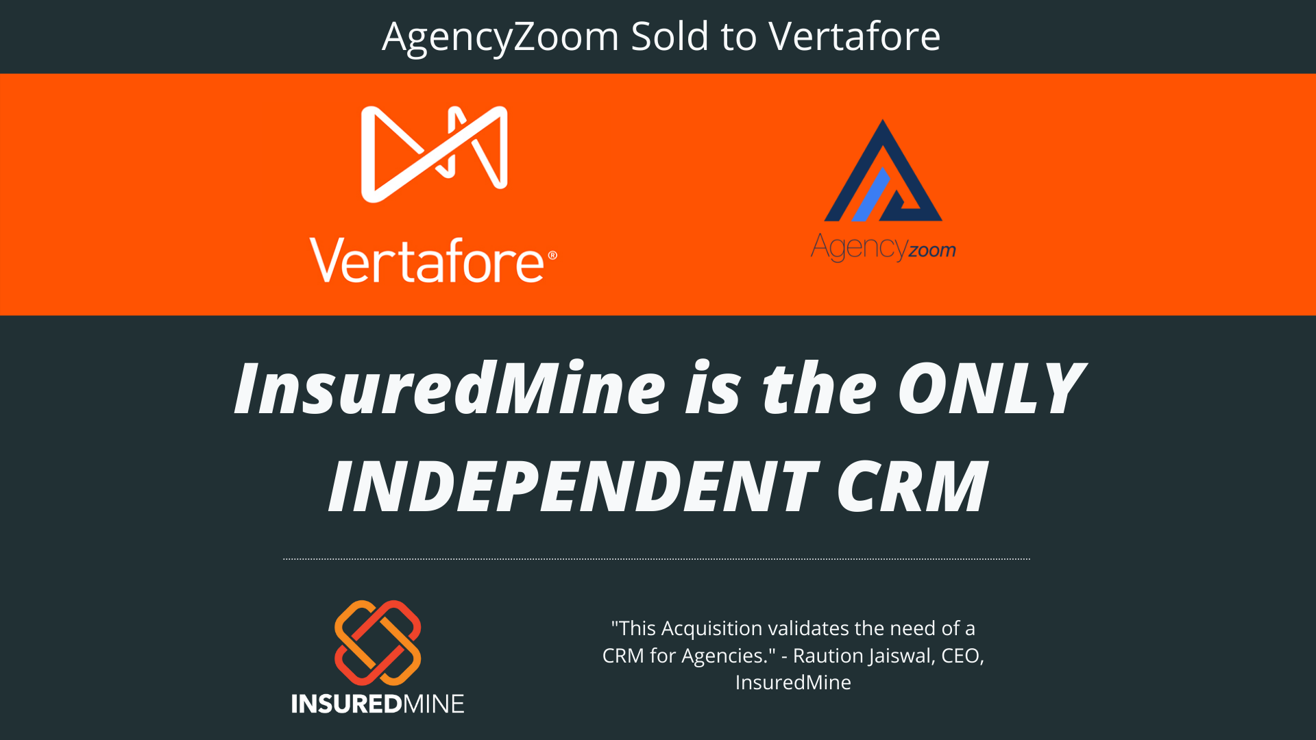 AgencyZoom Sold to Vertafore – InsuredMine CRM Perspective