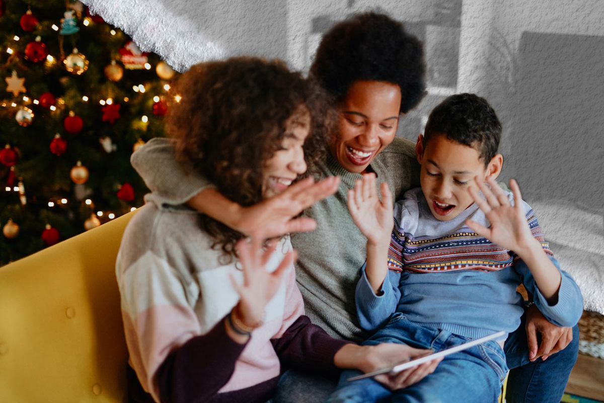 Video call with family on Christmas day during pandemic