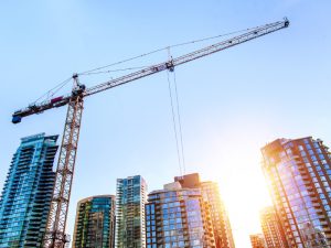 Construction crane in downtown Vancouver