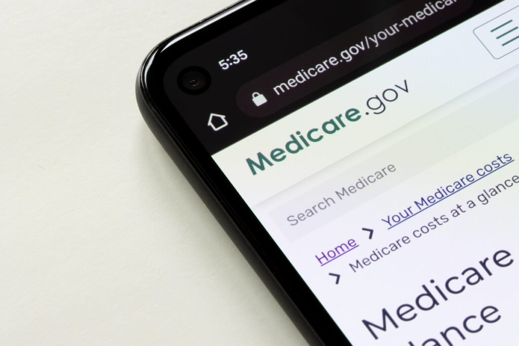 Closeup of the Medicare costs page seen on Medicare's official website from cell phone.