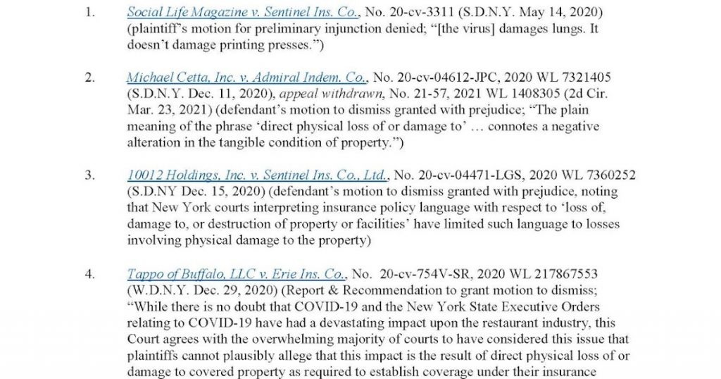 ⚠ NEW YORK COVID-19 #BUSINESSINTERRUPTION CASE UPDATE ⚠