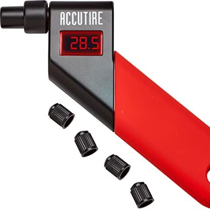Accutire MS-4021R Digital Tire Pressure Gauge with 4 Valve Caps