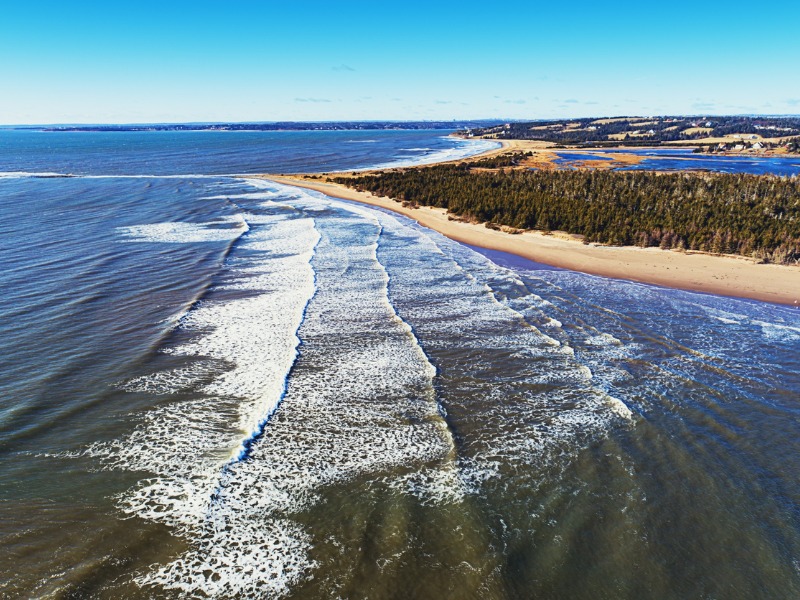 Surf washes over a beach on Nova Scotia's Atlantic coast.