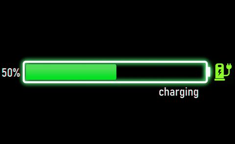 electric charging progress bar, electric vehicle or phone battery indicator showing an increasing battery charge the battery indicator shows it fills up to 50