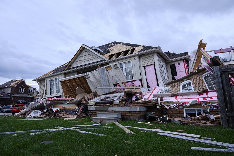 Damage after a tornado in Barrie, Ont. in July 2021