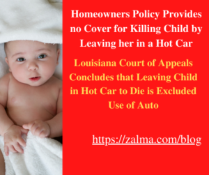 Homeowners Policy Provides no Cover for Killing Child by Leaving her in a Hot Car