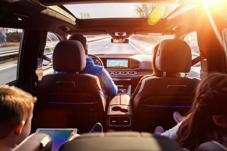 Family inside an SUV