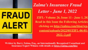 Zalma’s Insurance Fraud Letter – June 1, 2022