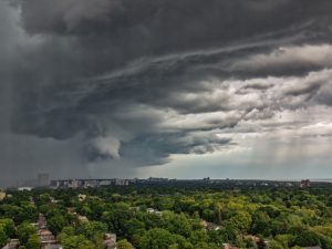 Stormy sky with a wall of clouds