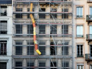 Commercial building being rehabilitated