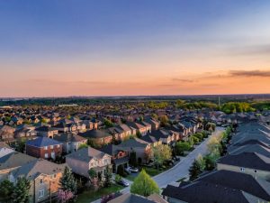 Aerial view of a residential district in Ontario