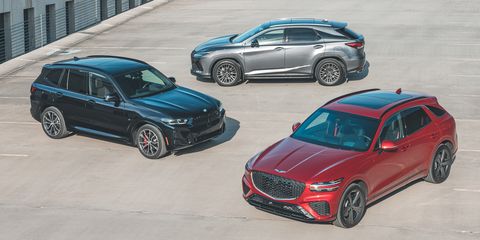 2022 bmw x3 m40i, 2022 genesis gv70 35t sport awd, and 2022 lexus rx350 f sport awd