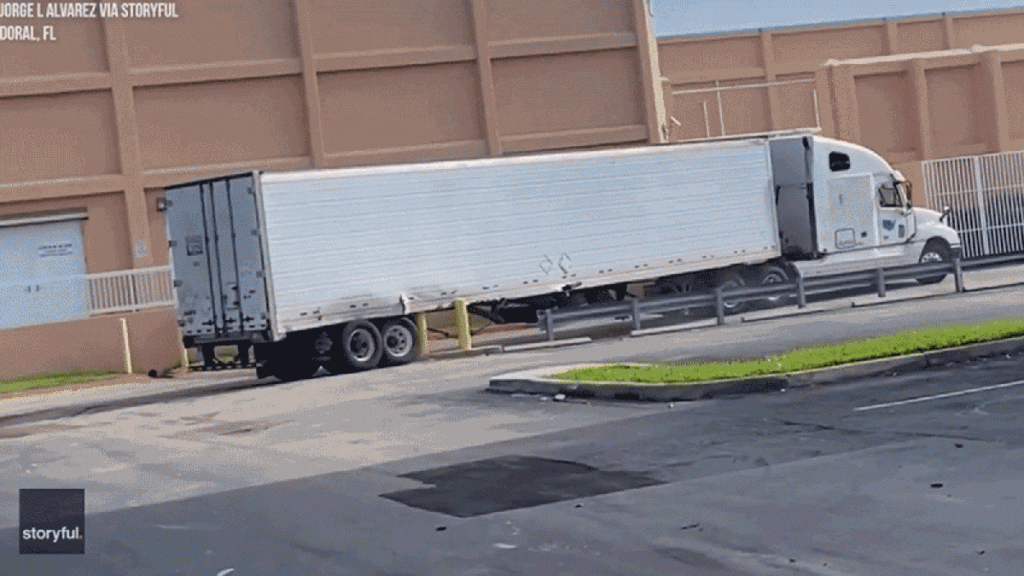 Florida Truck Loses Dramatic Fight With Safety Bollards