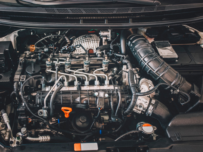 Open hood on a modern car