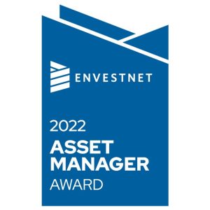 A blue and white logo for Envestnet