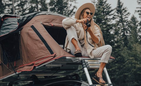 2022 Porsche Taycan Turbo S Cross Turismo with roof-top tent 2022 porsche taycan turbo s cross turismo with rooftop tent