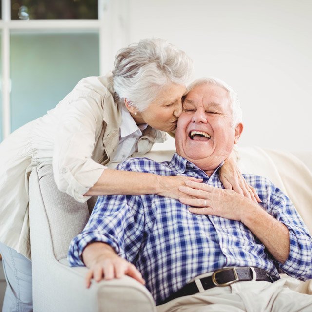 Senior couple being affectionate