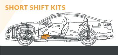 Schematic diagram of a car's modified short shift kits