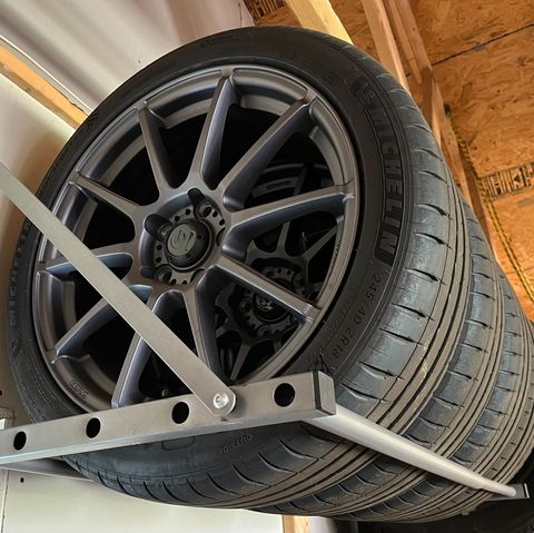 tire rack in garage