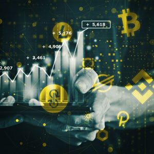 Cryptocurrency investing chart and coins