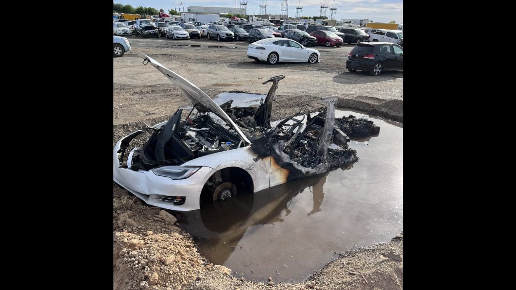 Tesla Model S catches fire three weeks after getting sent to junkyard