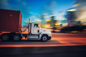 semi-truck at night