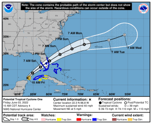 Tropical storm Alex heading for Florida