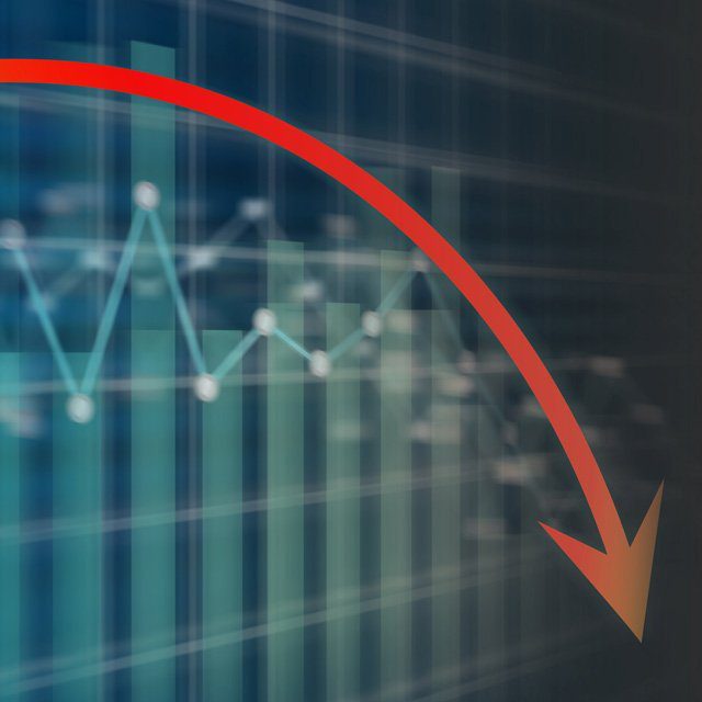 Abstract graphic implying market prices zigzagging downward. (Image: Adobe Stock)