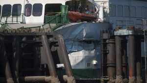 Cars smashed, boat crumpled as Washington ferry rams dock