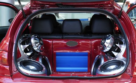 speakers and audio equipment in back of car