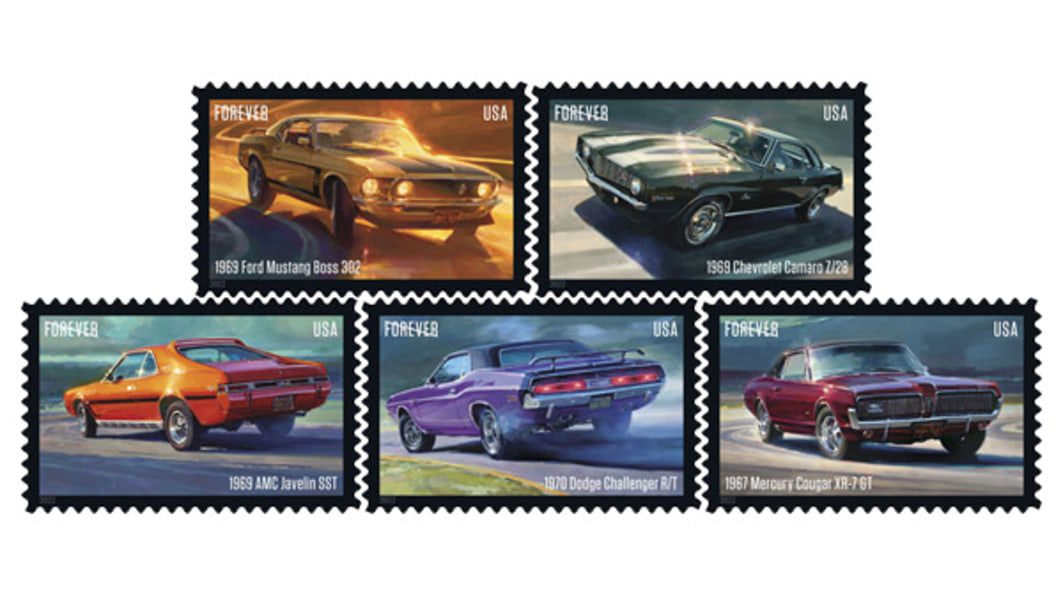 Mustang, Camaro, Challenger gallop onto USPS pony car postage stamp set