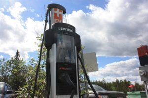 An electric vehicle charging station in Yellowknife, NWT