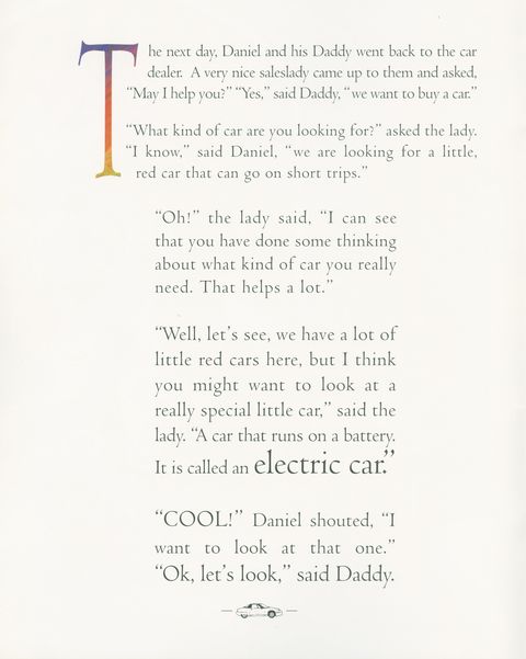 gm ev1 kids' book daniel and his electric car