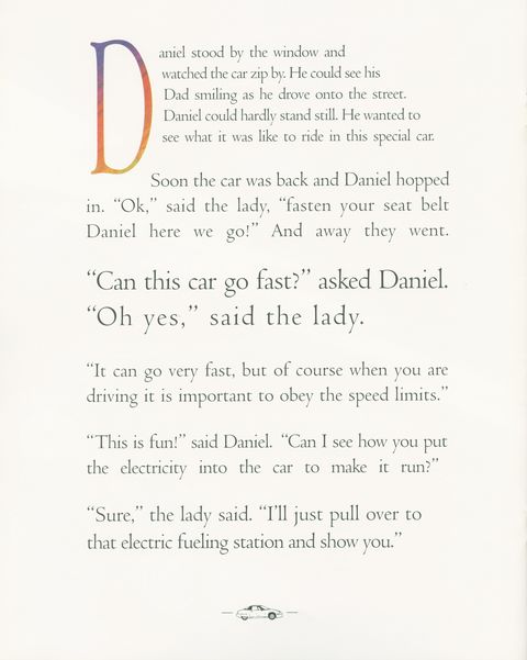 gm ev1 kids' book daniel and his electric car