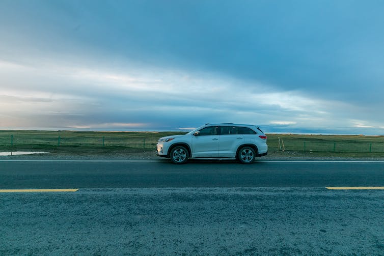 SUV parked at side of road