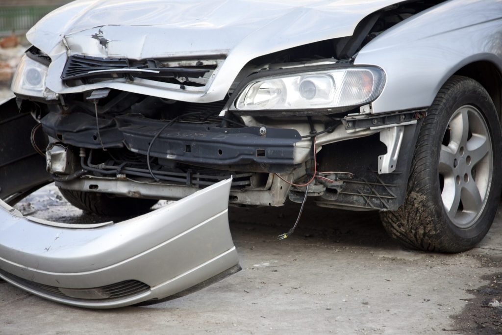 Front part of a damaged car