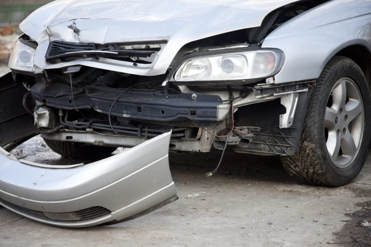 Front part of a damaged car