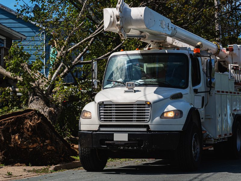 A power utility truck in Halifax following Hurricane Dorian