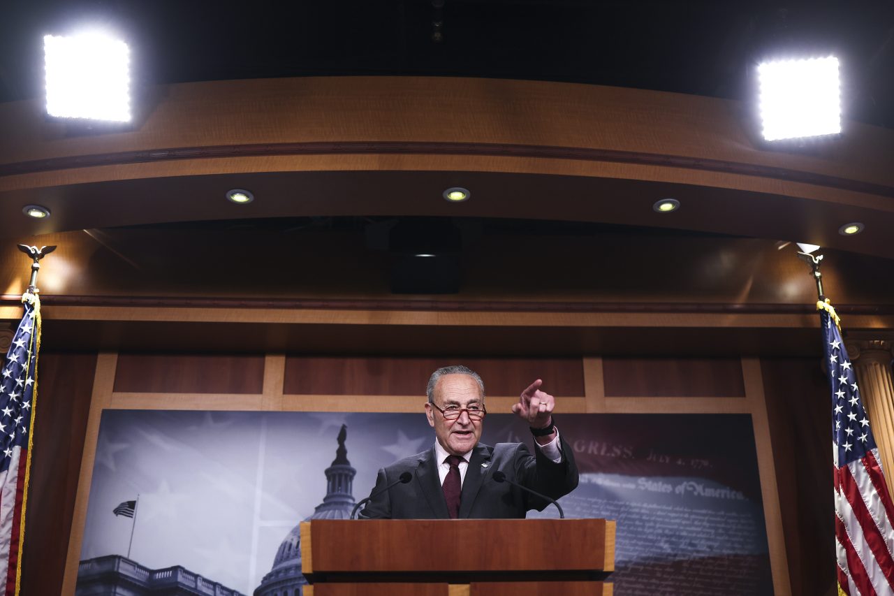 Sen. Schumer Holds News Conference Discussing The Inflation Reduction Act