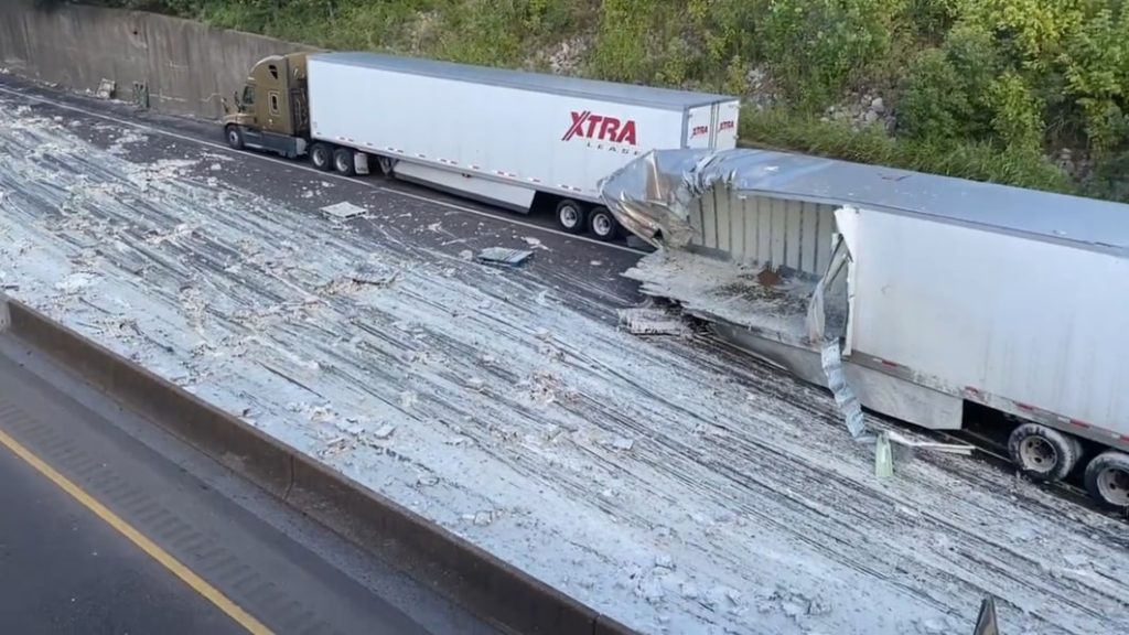 Memphis interstate closed after semi crashes and spills Alfredo sauce