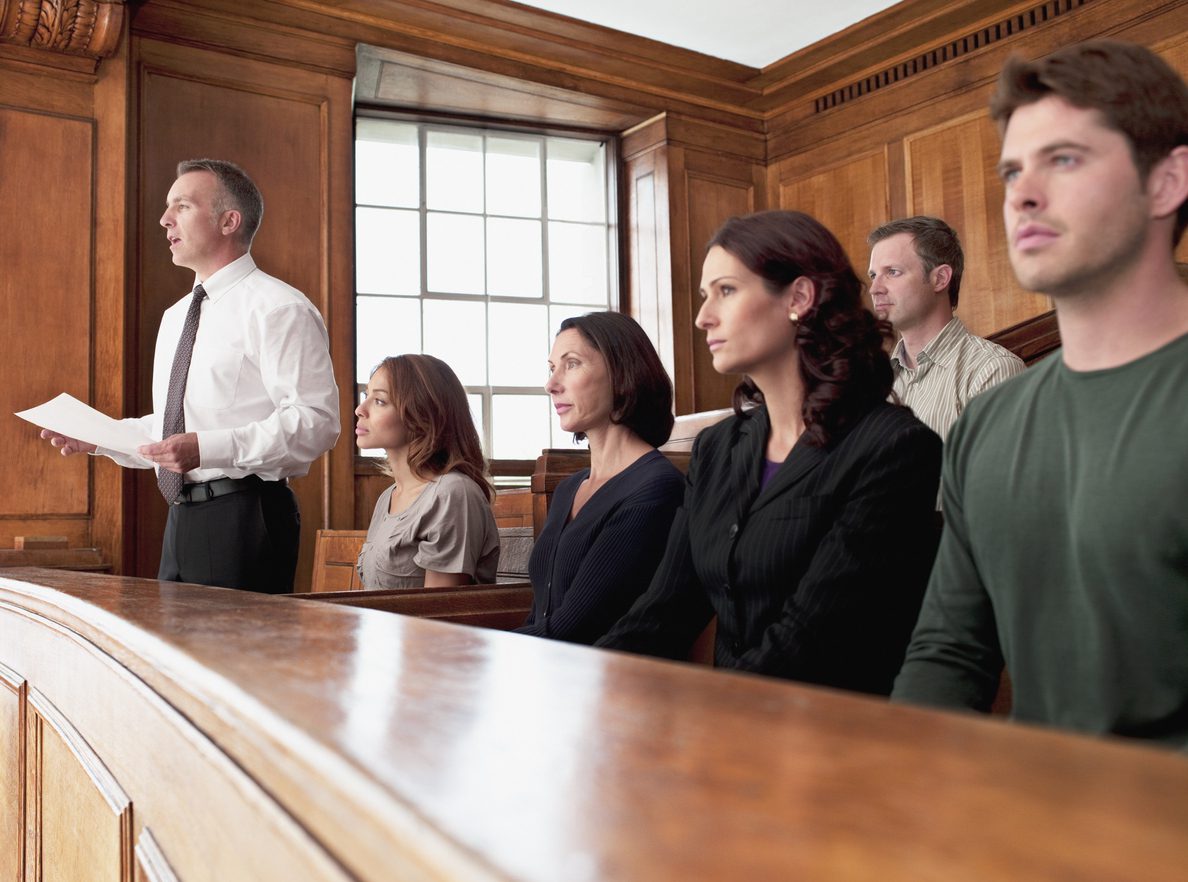 Jury sitting in courtroom