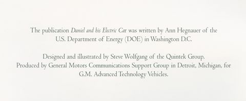 GM EV1 Kids' Book Daniel and His Electric Car gm ev1 kids' book daniel and his electric car