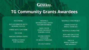 The General Announces Recipients of Community Grants Program to 17 Nashville Nonprofit Organizations