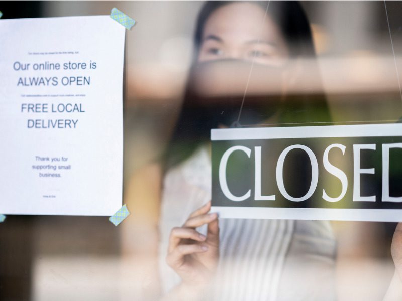 Small business owner closing her store