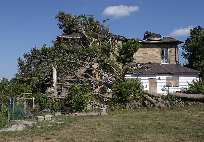 A damaged house in Uxbridge, Ont. following May 21 derecho