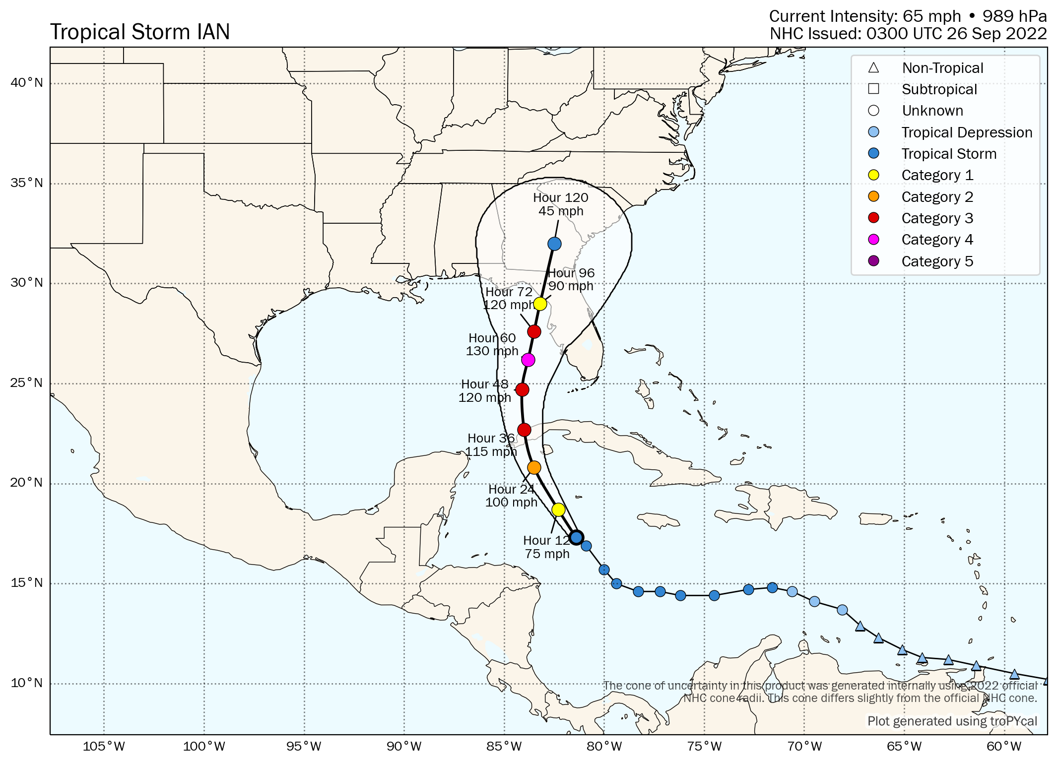 Hurricane Ian forecast map