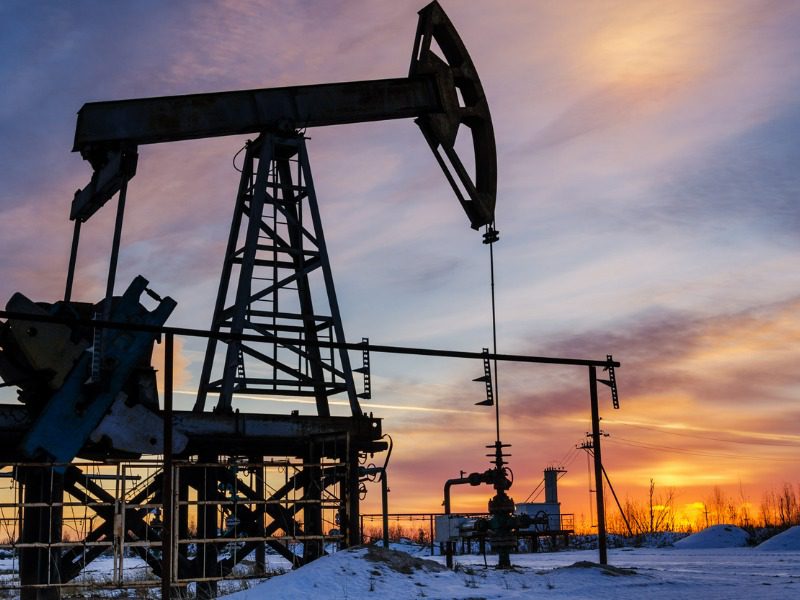 Oil pump at oil sands well head