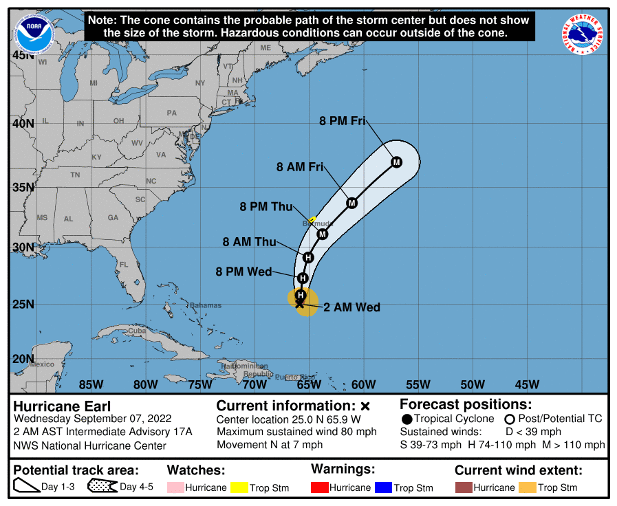 Hurricane Earl, Bermuda