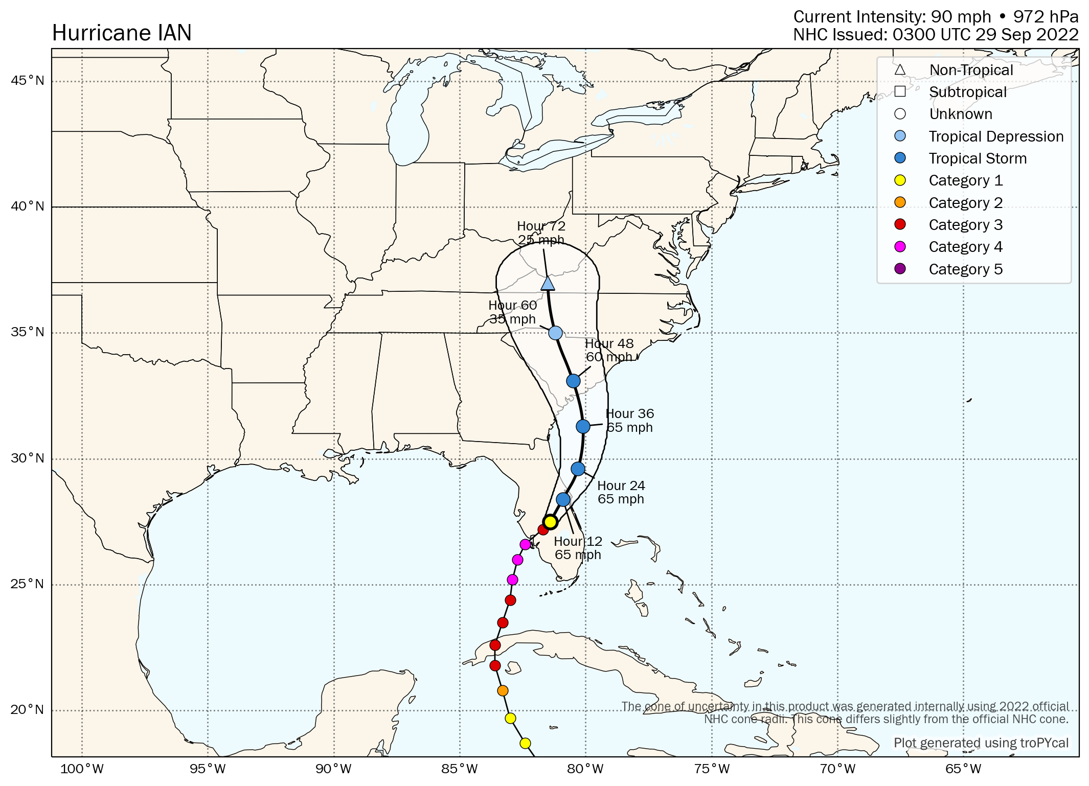 Hurricane Ian forecast map and track