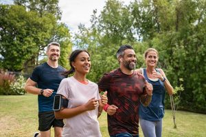 Mature people jogging in park